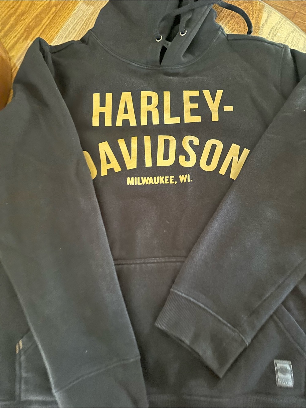 Harley-Davidson Washed Black Sweatshirt with Gold Lettering